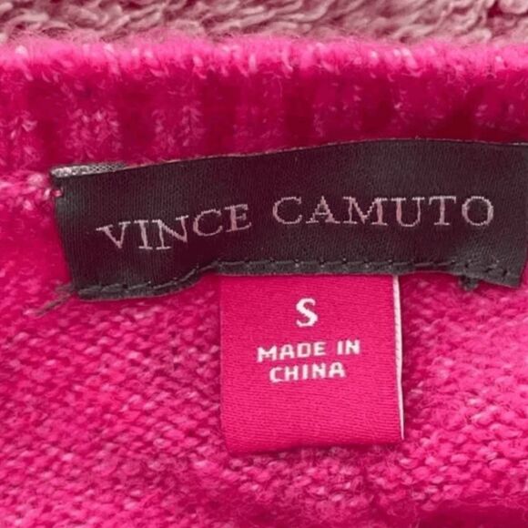 Vince Camuto Cozy Paradox Sweater Pink Drop Shoulder V-Neck Exposed Seams S - Picture 6 of 7